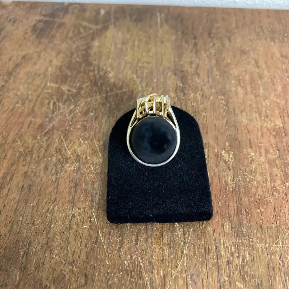 Vintage‎ Uncas Estate Gold opal & rhinestone statement cocktail ring size 8